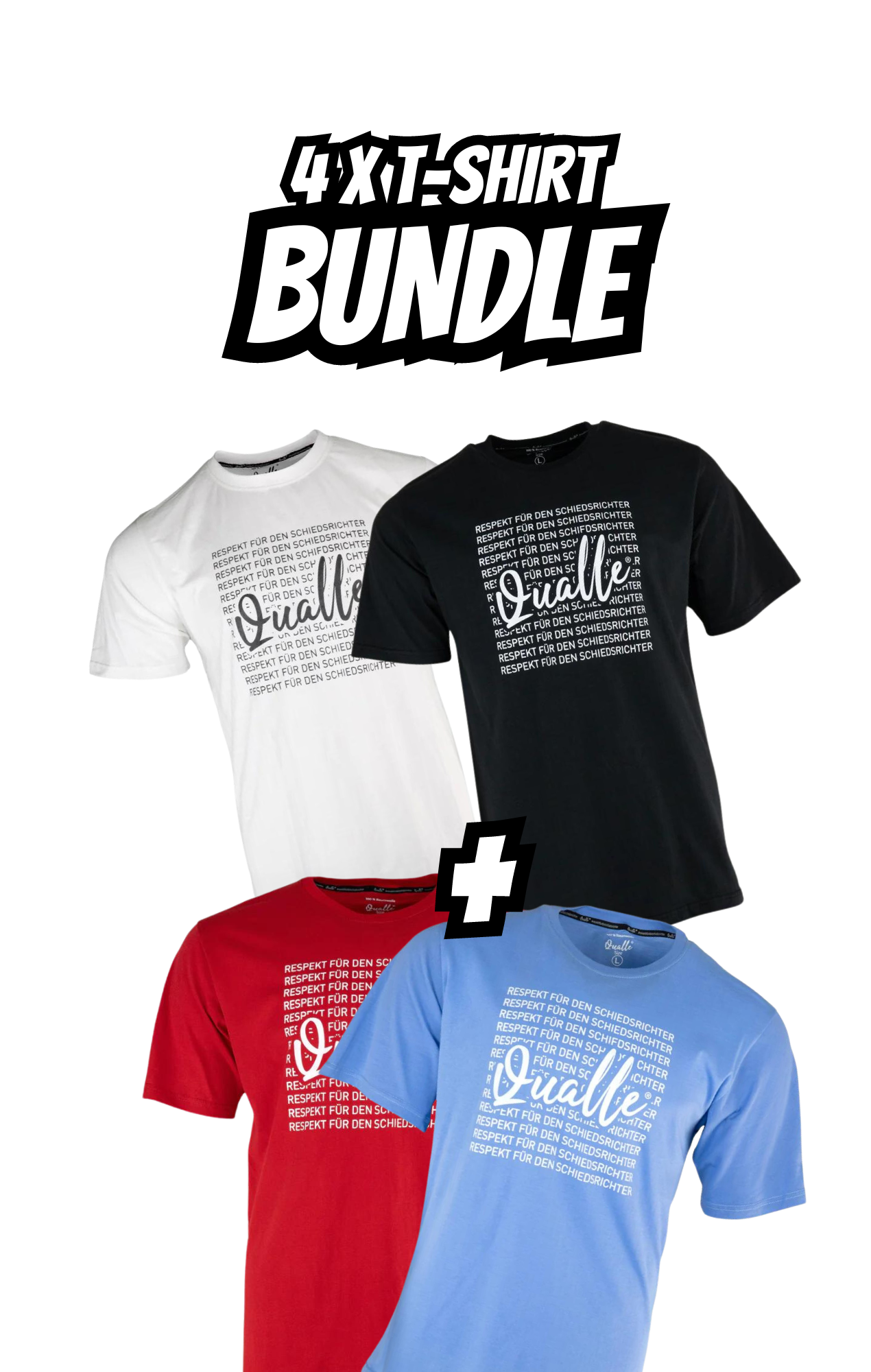 Bundle 4x Qualle T-Shirt "100% Respekt" Baumwolle unisex (Kinder, Frauen und Herren) - Set